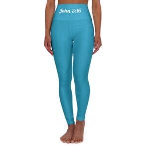 John 3:16 Teal & White High Waisted Yoga Leggings