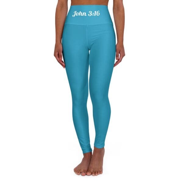 John 3:16 Teal & White High Waisted Yoga Leggings