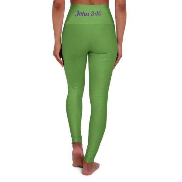 John 3:16 Green & Silver High Waisted Yoga Leggings