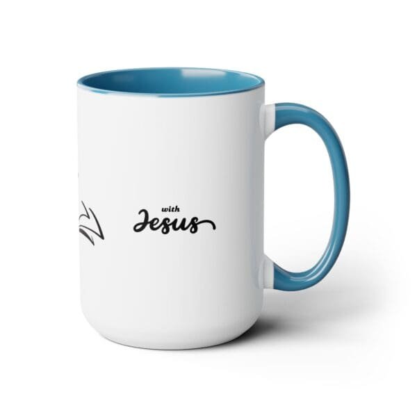 I I Start My Mornings with Jesus Two-Tone, 15oz Coffee Mugs