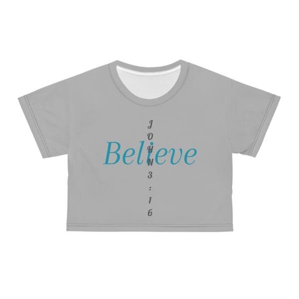 Believe John 3:16 Crop Tee Shirt