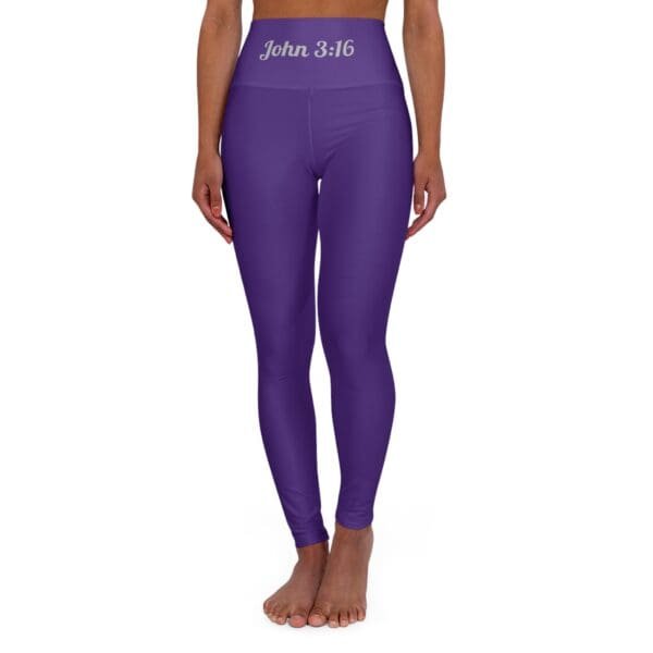 John 3:16 Purple & Silver High Waisted Yoga Leggings