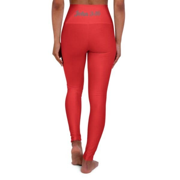John 3:16 Red & Silver High Waisted Yoga Leggings
