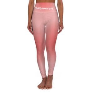 Phillipians 4:13 Red & Pink Gradient High Waisted Yoga Leggings