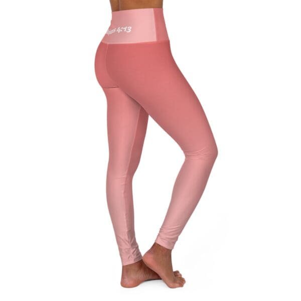 Phillipians 4:13 Red & Pink Gradient High Waisted Yoga Leggings