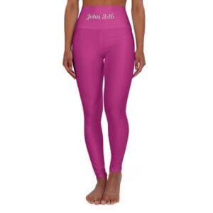 John 3:16 Pink & Silver High Waisted Yoga Leggings