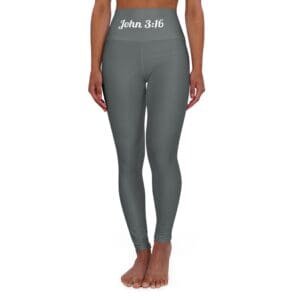 John 3:16 Silver & White High Waisted Yoga Leggings