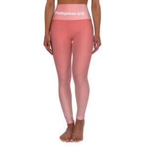 Phillipians 4:13 Red & Pink Gradient High Waisted Yoga Leggings