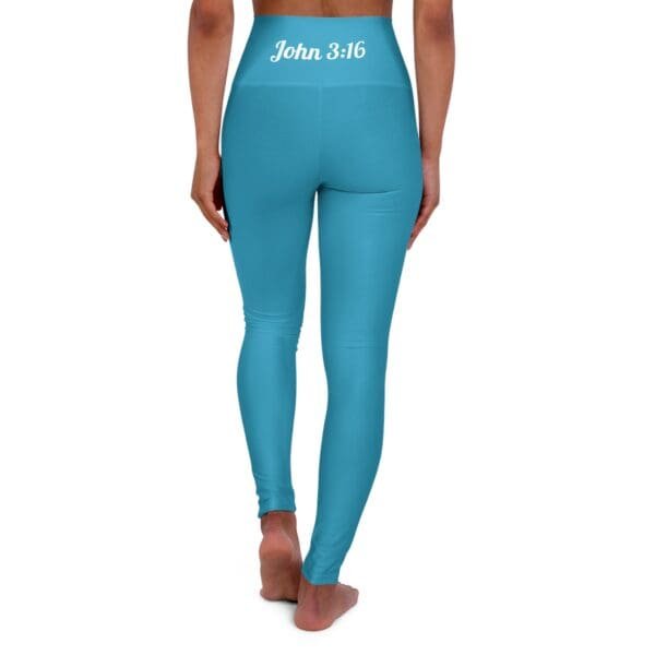 John 3:16 Teal & White High Waisted Yoga Leggings