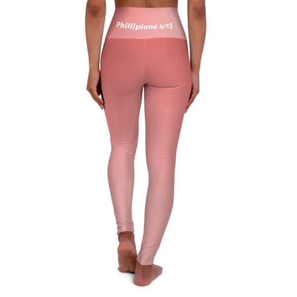 Phillipians 4:13 Red & Pink Gradient High Waisted Yoga Leggings